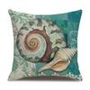 Linen Pillowcase Hand-painted Marine Cotton Linen Coral Seahorse Starfish Octopus Home Soft Furnishing Cushion Cover