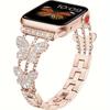 Металлический ремешок для Apple Watch Series 8, 7, 6 SE, 5, 4, 3, 45 мм, 44 мм, 42 мм, роскошный браслет с бриллиантами и бабочкой, IWatch Ultra, 49 мм, 40 мм, 38 мм