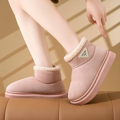 Мода 2024 года, женские зимние уличные теплые плюшевые хлопковые сапоги, нескользящие удобные домашние хлопковые туфли, меховые зимние сапоги