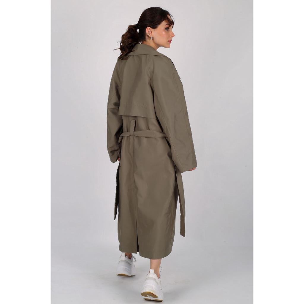 Women's Beige Belted Seasonal Trench Coat