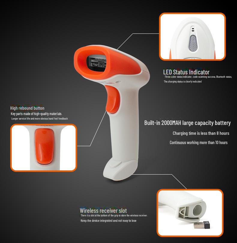 Ruidida проводной/Bluetooth/беспроводной 1D/2D сканер штрих-кодов для супермаркетов