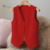 Женский жилет однобортный однотонный без рукавов с V-образным вырезом, облегающий строгий деловой кардиган в стиле ретро для офиса, свадьбы, банкета, жилет