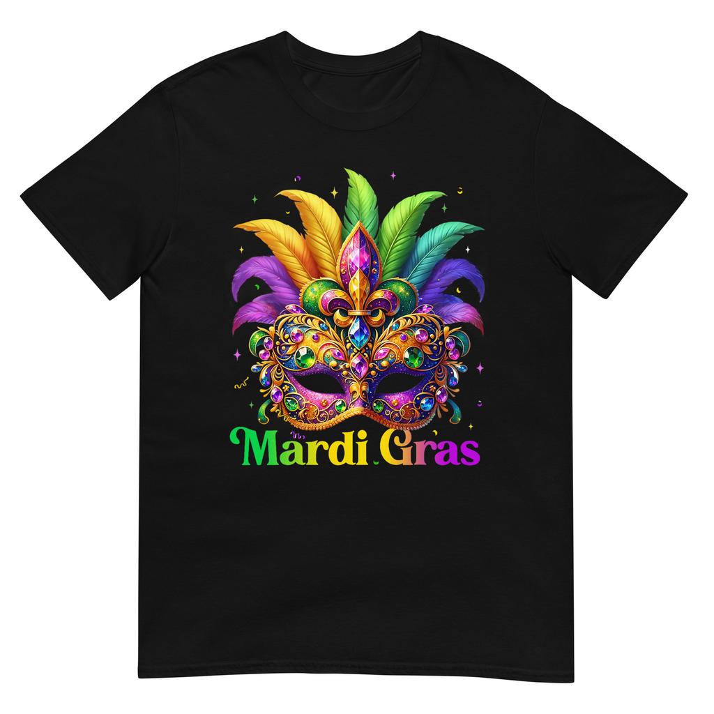 Mardi Gras Shirts For Unisex Girls Kids Mask Feather Party TShirt
