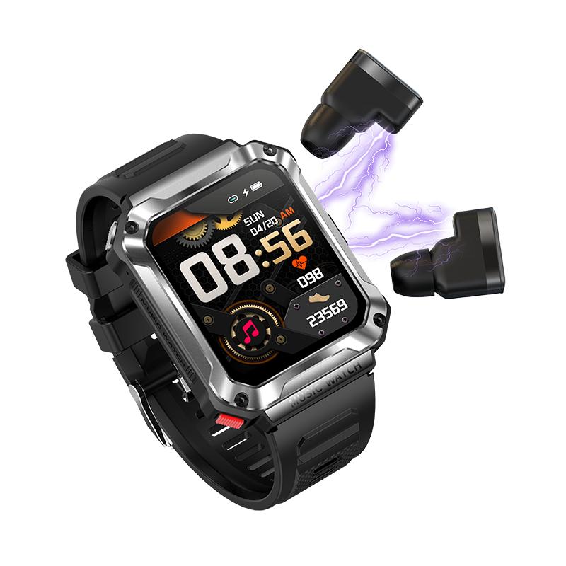 Смарт-часы T93, 1,96 дюйма, 4 ГБ памяти, беспроводные Bluetooth-наушники для вызова, спортивные музыкальные наушники, умные часы для мужчин и женщин