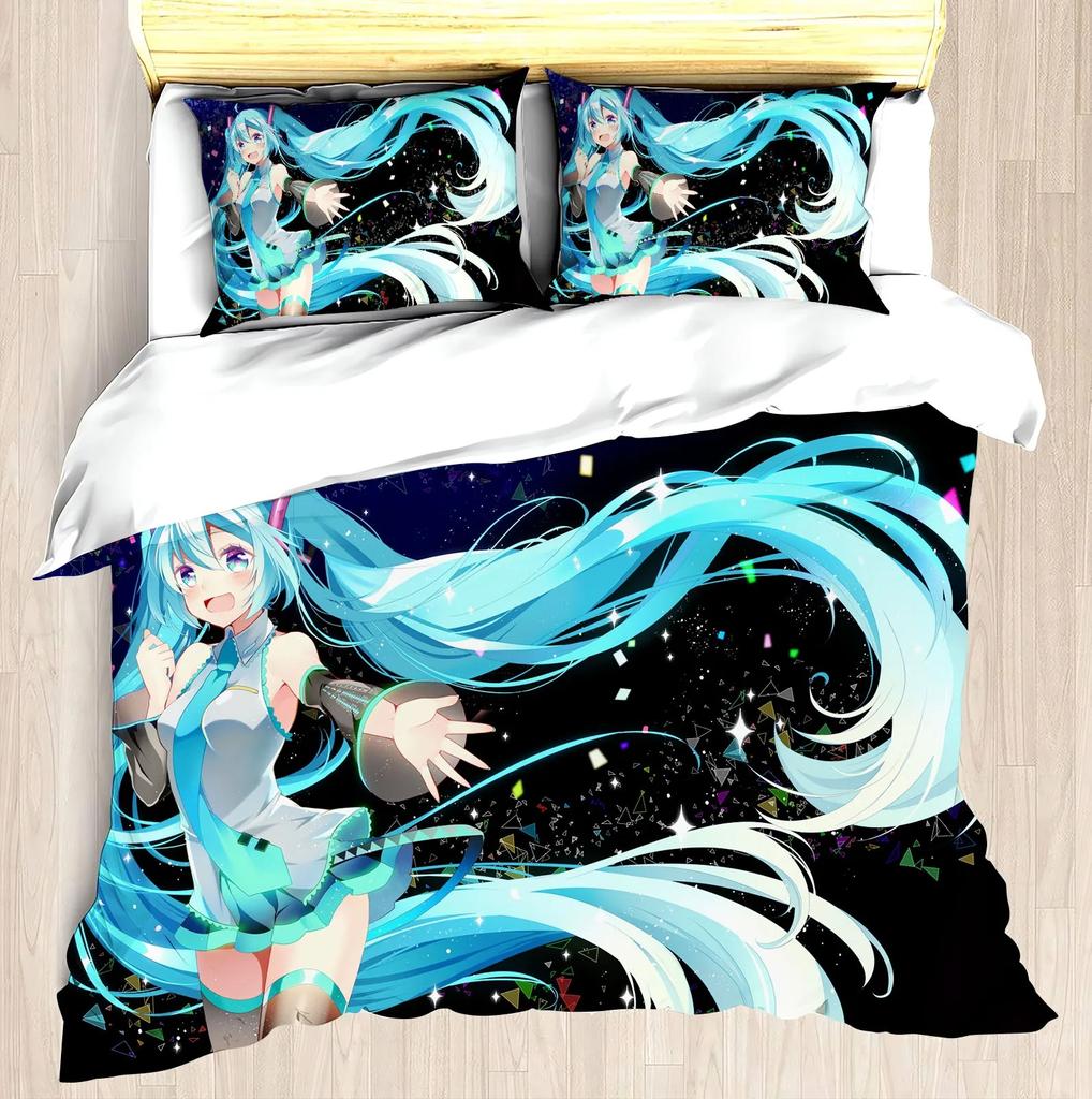 Hatsune Miku Anime 100% Polyester Bedding Set Duvet Cover Set Printed Cartoon Home Decor