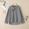 Women Casual V-Neck Long Sleeve Loose Autumn Thin Pullover Tops