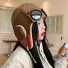 Beanie Winter Pilot Hat With Goggles Anti Fog Plush Hat Fashion Warm Ski Hat  Women/Men