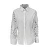 Splicing Design Long Sleeve Lapel Collar Shirt Tops Single Breasted Loose Fit Solid Color Shirt