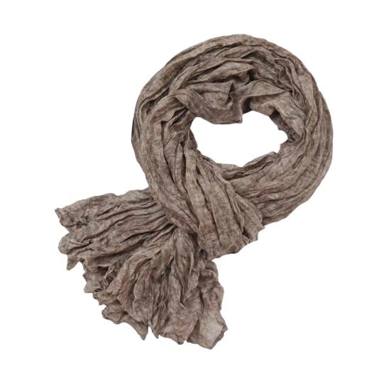 Women Scarf Solid Color Pleated Design Versatile Long Scarf Retro Style Versatile Comfortable Cotton Linen Shawl