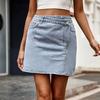 Женская джинсовая юбка Yousheng, асимметричная мини-юбка с высокой талией и карманами, однотонная универсальная юбка А-силуэта