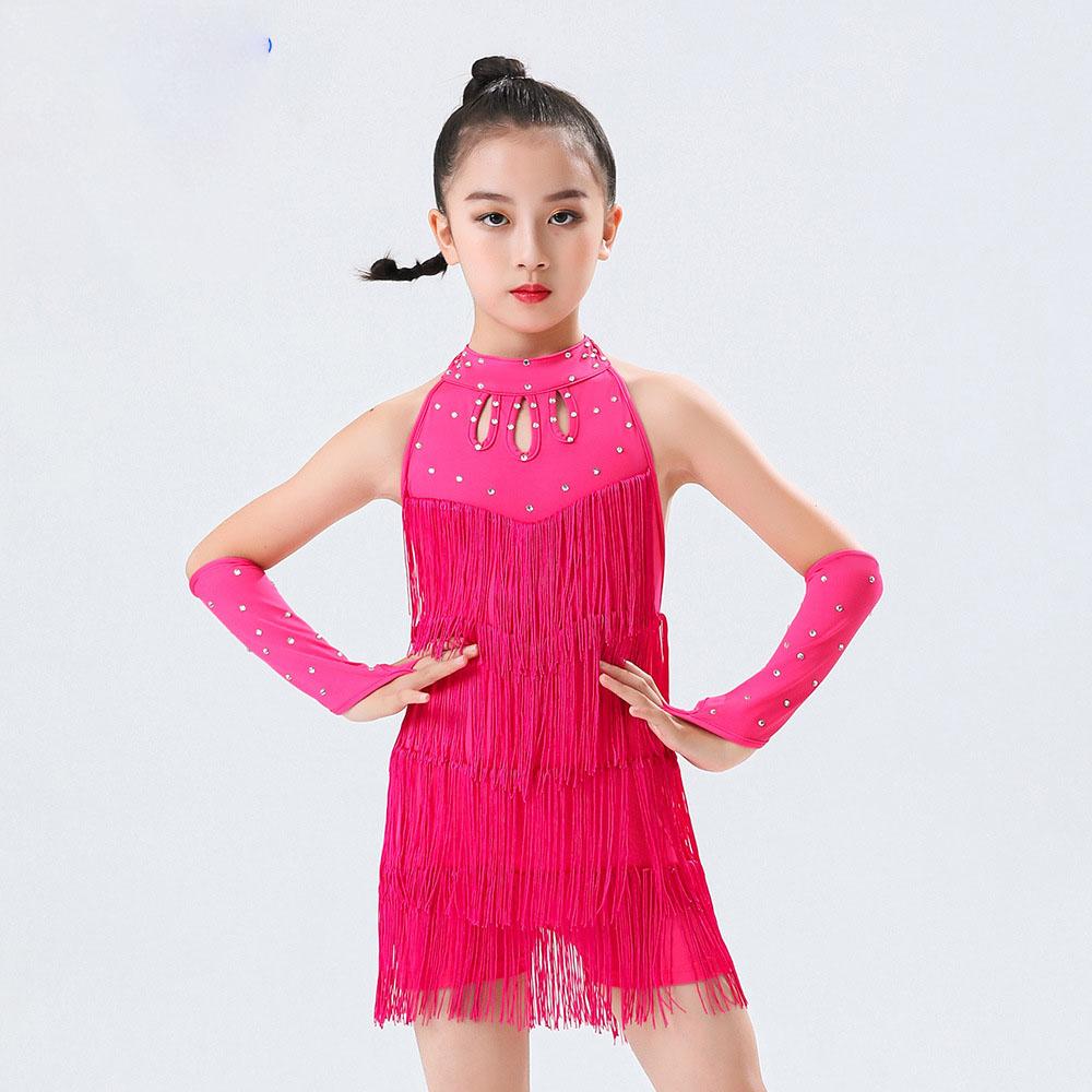 Платье для латинских танцев для девочек, однотонное танцевальное платье с кисточками, детский высококачественный профессиональный костюм для соревнований, костюм для танго