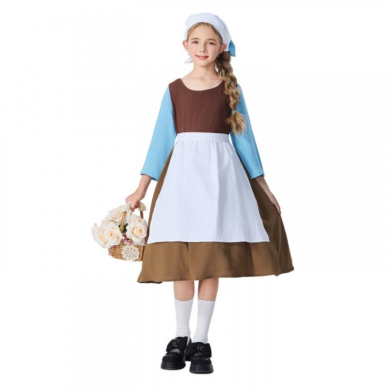 Kids Cinderella Maid Costume Dress Halloween Party Stage Performance Cartoon Princess Outfit
