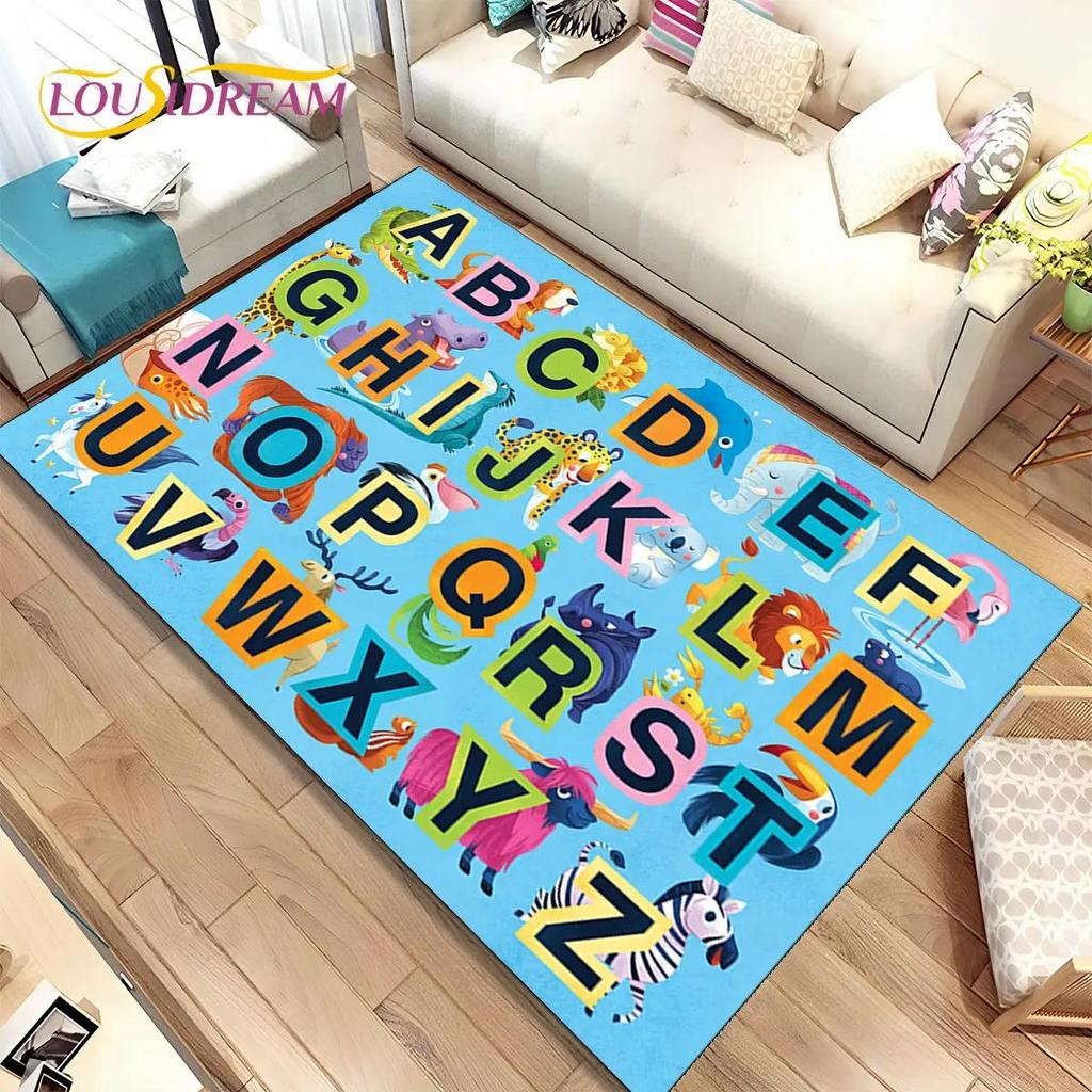 ABC мультфильм детская игровая комната алфавит детский коврик для раннего образования, ковер для гостиной, спальни, дивана, нескользящий коврик