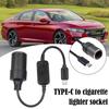 Type C Male To 12V Car Cigarette Lighter Socket Female Converter Cable Female Converter Adapter Cord For Car Cigarette Lighters