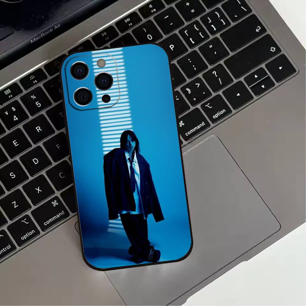 Billie B-BLUE Eilish singer Phone Case For iPhone 17,16,15,14,13,12,11 Plus,Pro Max,XS,Soft Silicone Black Cover