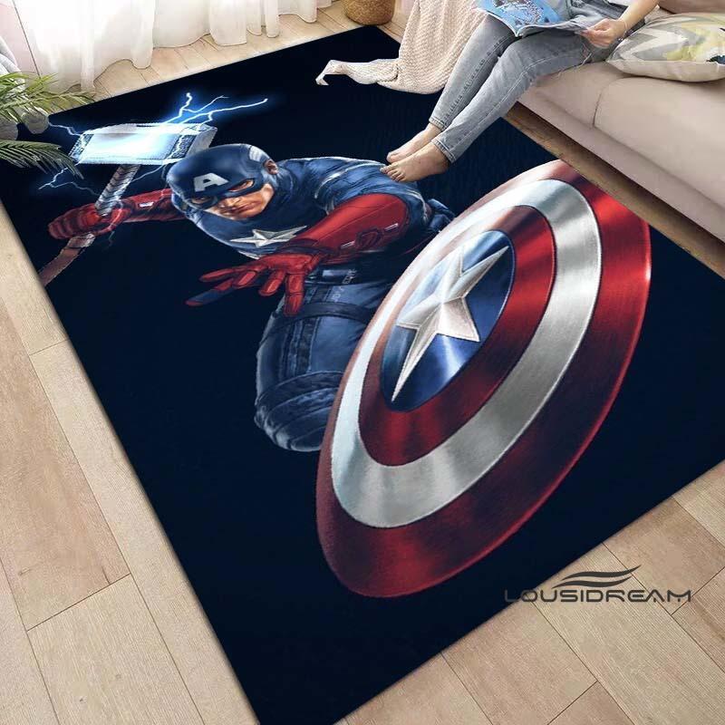 Captain America Cartoon-Themed Rug — Living Room Home Décor, Bedroom, Sofa & Doormat Accent, Children's Rug, Non-Slip Mat