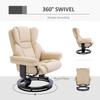 360 degrees Swivel Recliner Chair with Footstool, PU Leather Manual Recliner Armchair with Footstool, Solid Wood Base