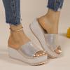 Fashion 2025 Summer Chunky Platform Slippers for Women Pu Leather Wedges High Heel Sandals Woman Plus Size 36-43 Beach Sandles Female