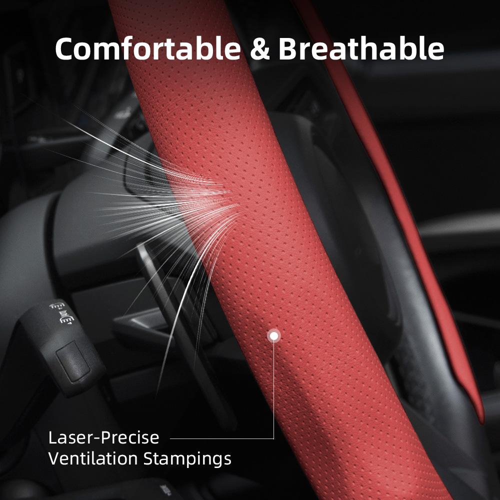 Подходит для Citroen Чехол на руль из перфорированной кожи C3 C4 X Berlingo C5 Aircross Jumper SpaceTourer Ami X Красный Черный