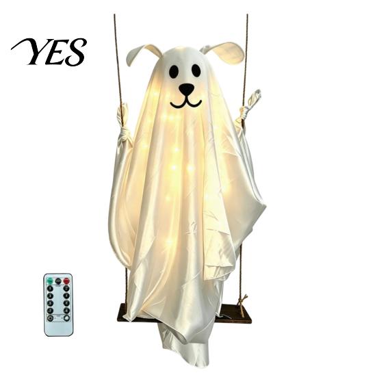 Halloween Ghost Decoration With Best Materials Hanging for Outdoor Decoration, Cute Flying Satin White Home, Tree, Porch, Patio, Lawn, Garden, Holiday