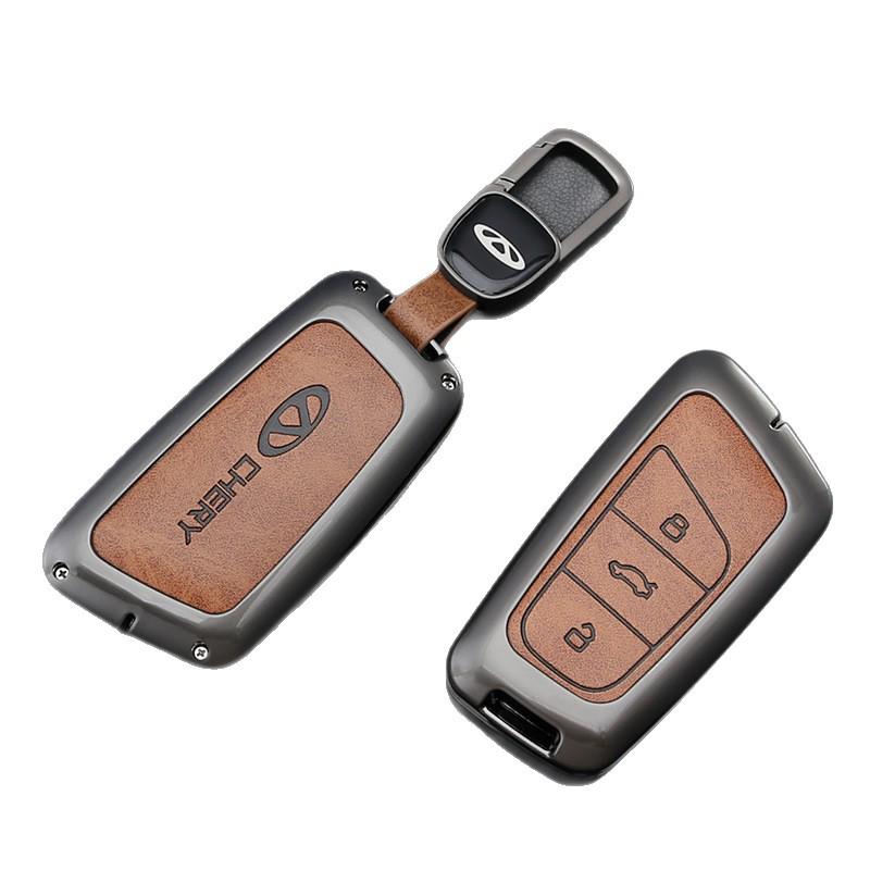 Чехол для ключа автомобиля Chery: Подходит для Tiggo, EQ1, QQ Ice Cream, Arrizo E - Маленький, Прочный металлический корпус с подвесной пряжкой