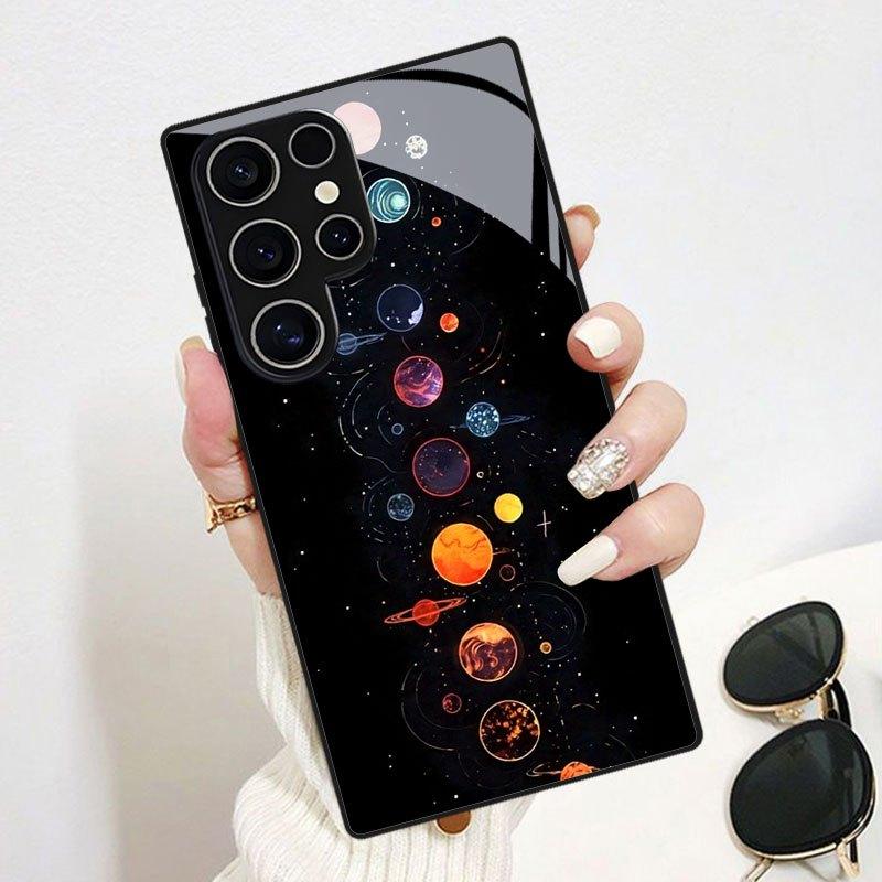Чехол для телефона Стеклянный ТПУ Чехол для телефона для Samsung Galaxy S26 S25 S24 S23 S22 S21 FE Ultra Plus Ударопрочный Космические Планеты