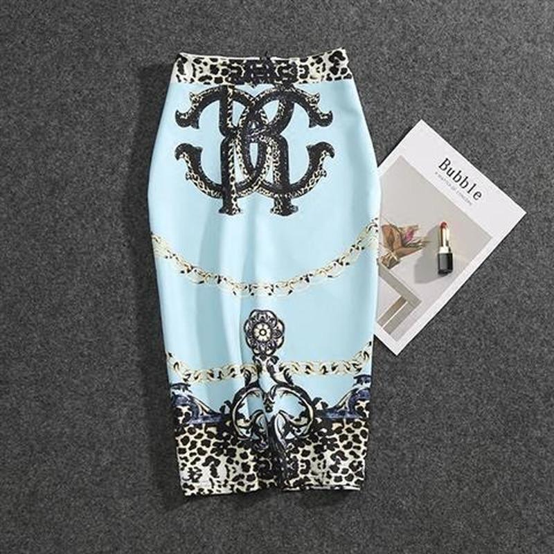 Летняя элегантная юбка-карандаш с мультяшным принтом, женская облегающая юбка до колена с высокой талией, женская
