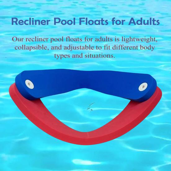 Float-N-Fold Water Recliner 3-in-1 Non-Inflatable Foam Pool Floating Lounger Chair Swimming Noodles Seat for Pool Beach Lake Summer Party