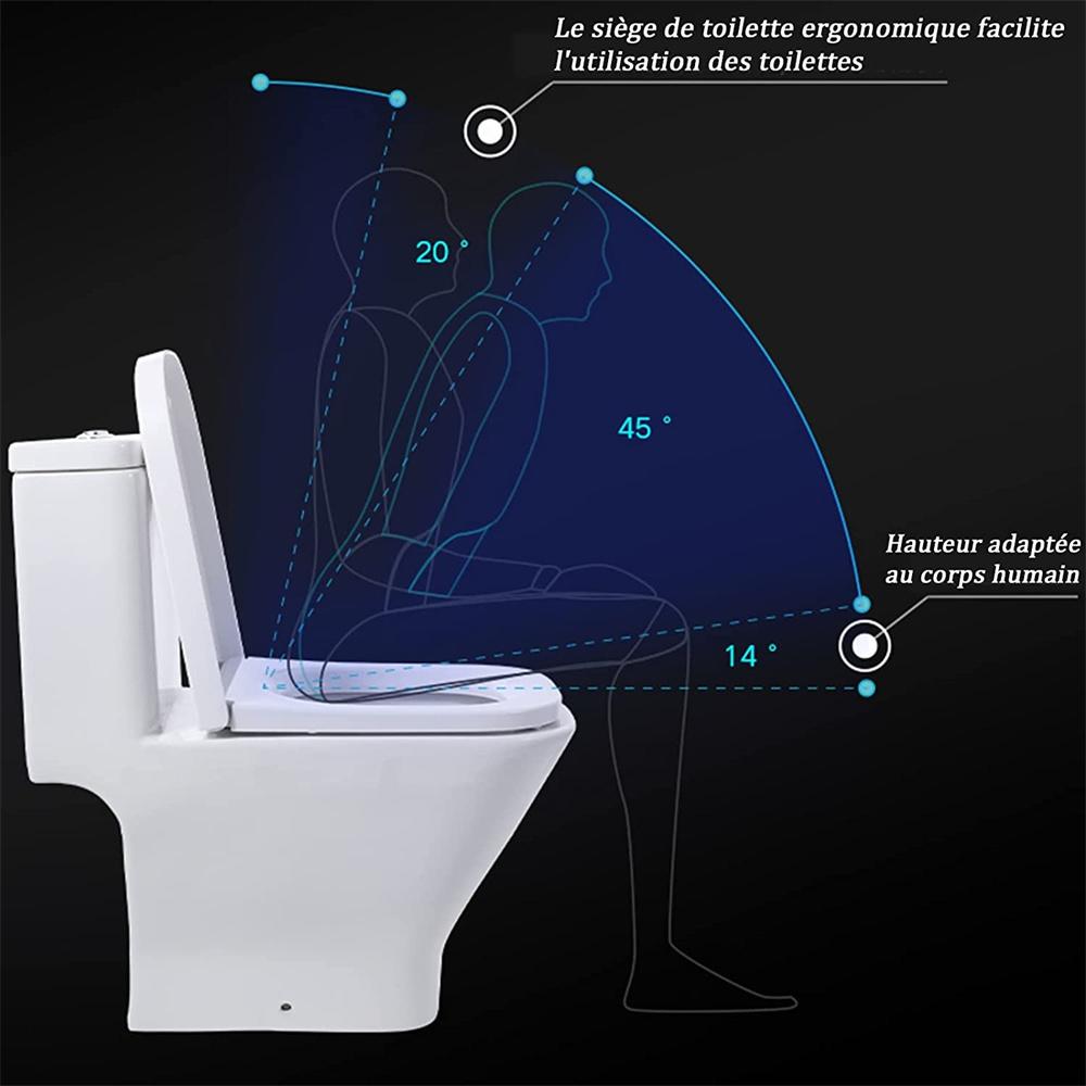 Square Toilet Seat Cover Rounded Square Shape Board Quick Release White Toilet Lid