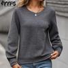 Women's Fashion Casual Solid Color Print Autumn Winter Long Sleeve O-Neck Sweaters