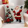 Linen Throw Cushion Cover Elk Santa Claus Snowman Xmas Tree Pillow Case  Living Room
