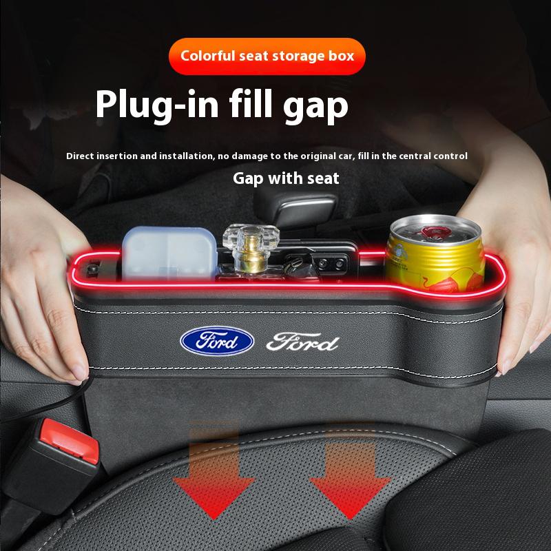 qmzhr10 For Ford Mondeo Focus Explorer Escape Kuga Everest Bronco F-150 Ranger Transit Car Seat Gap Light Storage Box