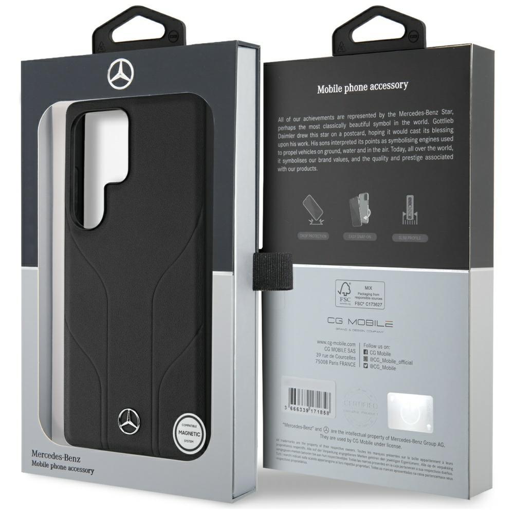 Etui Galaxy S25 Ultra Mercedes - Magsafe Skórzane Case Pokrowiec Obudowa