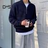 Men Fall Winter Sweater Half Zipper Stand Collar Elastic Knitted Pure Color Pullover Loose Long Sleeves Casual Work School Outdoor Sweater