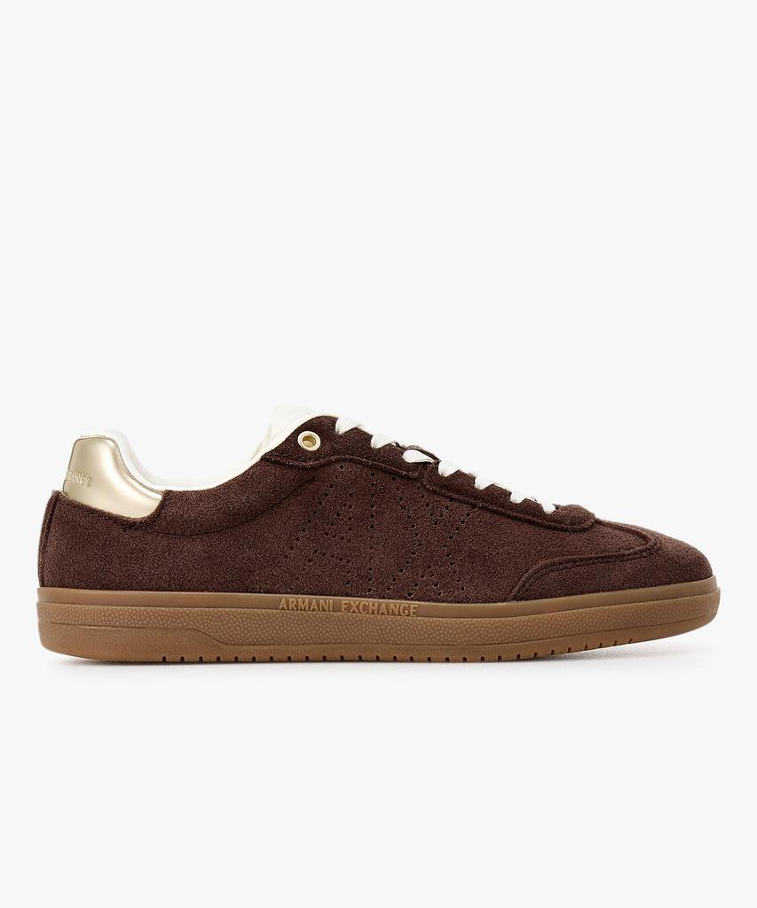 Armani Exchange Women'S Perforated Logo Suede Sneakers _Choco_A426175506