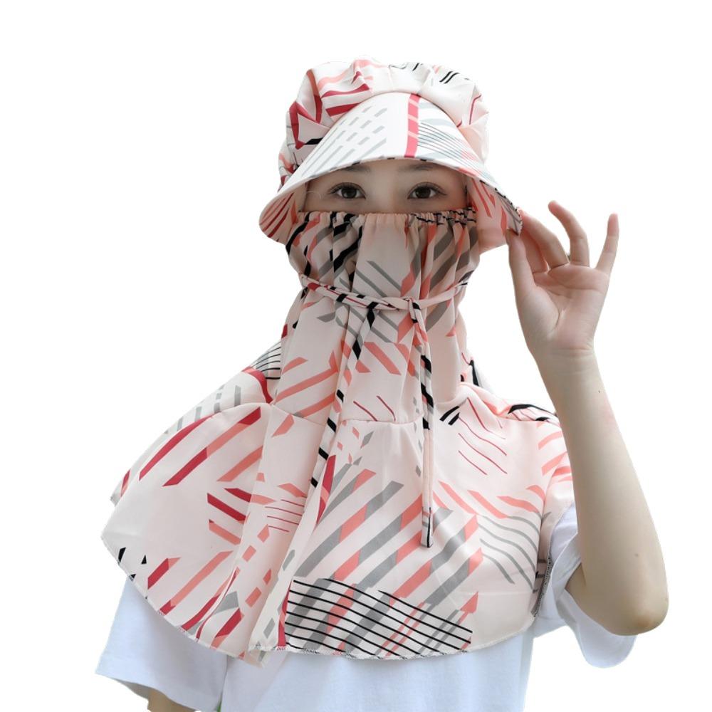 Anti-uv Sun Protection Hat Flower Bucket Hat with Mask Breathable Tea Picking Cap Ladies