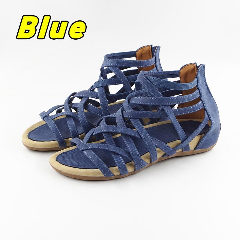 Новые женские сандалии с открытым носком и высоким верхом, удобные из ПУ кожи, с вырезами, летняя обувь в стиле бохо, на шнуровке, с молнией сзади, пляжная обувь