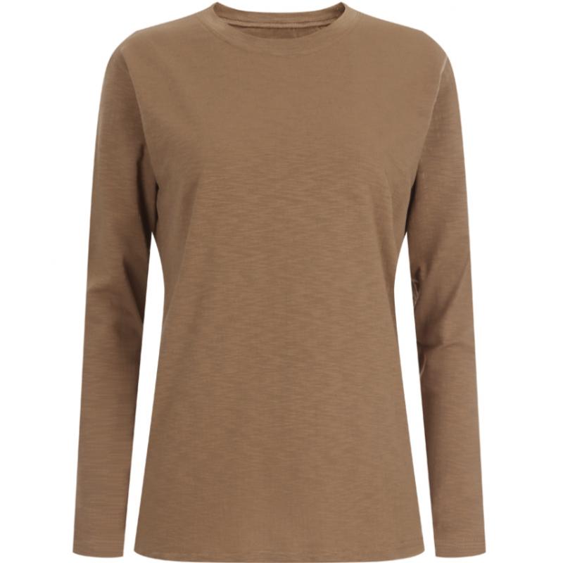 Shop Women CoTTon Span Daily Plain Long Sleeve T shirT Black Dai Wsh 20325