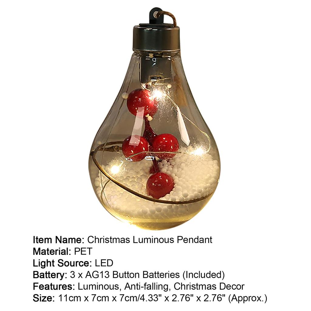 Puntos Christmas Tree Transparent LED Luminous Night Light Ball Hanging Pendant Decor
