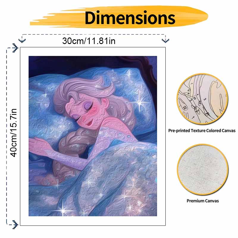 Disney Frozen Elsa sleeping oil painting art handmade diy painting home decoration gift