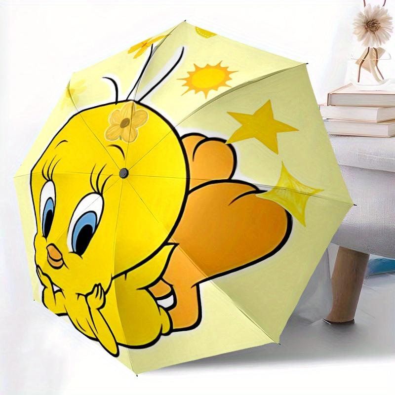 1pc Tweety Bird Looney Tunes Automatic Open/close Folding Portable Umbrella with 8-Rib Structure for Women/Men, All-Season Use a0901026