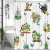 Занавеска для душа с кошкой, Подвесная подставка для растений с котятами в горшках, Декоративная занавеска для душа для ванной комнаты, Водонепроницаемая занавеска для душа с крючками