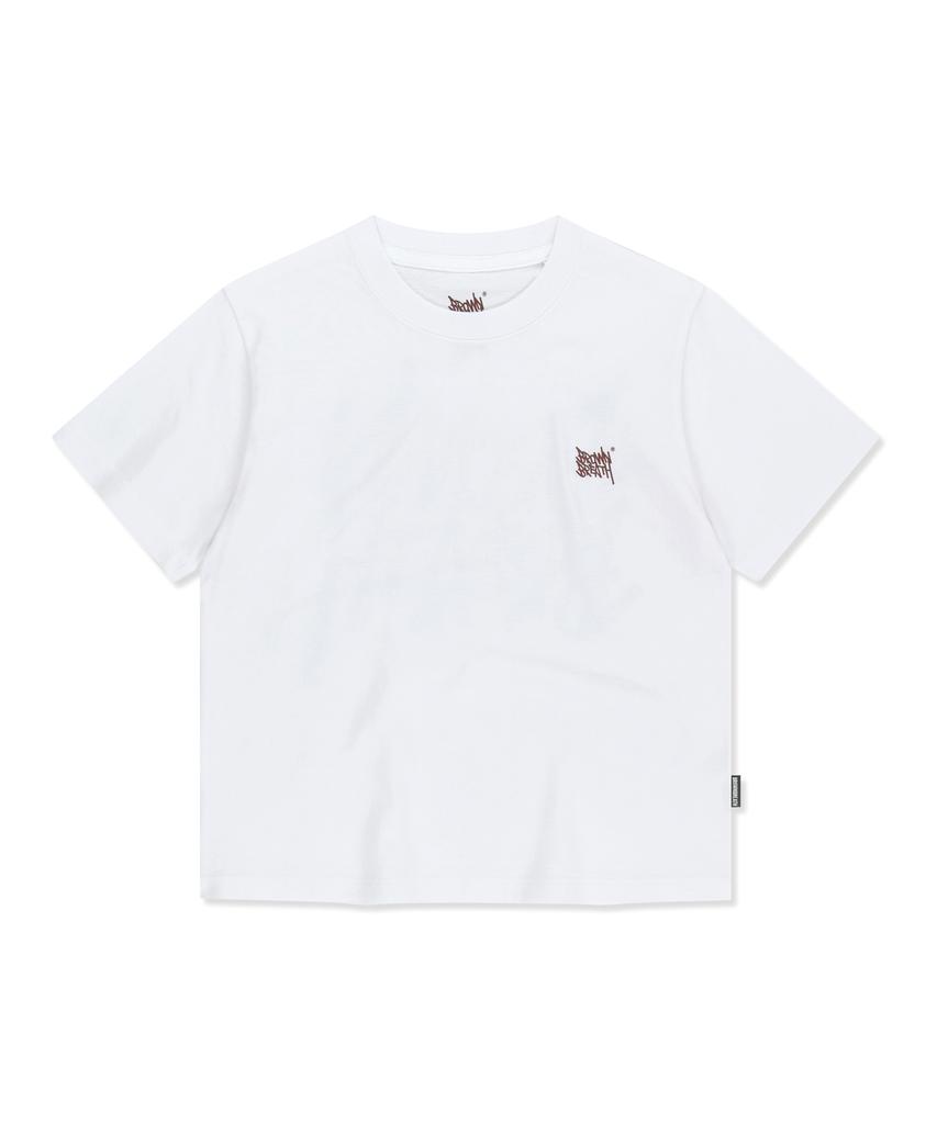 BROWNBREATH W Tag Crop Tee - White