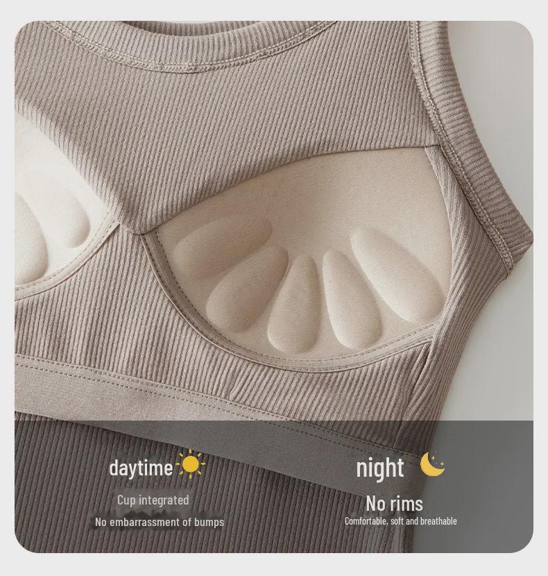 Женский топ из хлопка и модала в рубчик с нагрудными вкладышами, цельный низ, нижнее белье больших размеров с защитой от воздействия внешней среды