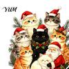 Winter Holiday Window Art Cat Christmas Static Cling Decal, Waterproof PVC Festive Sticker, Party Decorations Easy Apply Decorative for Home