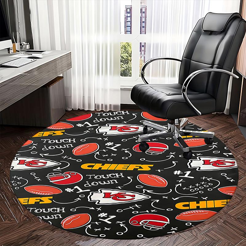Коврик для кресла Kansas City Chiefs Touchdown Round - Ковер для офиса в спортивной тематике, для дома