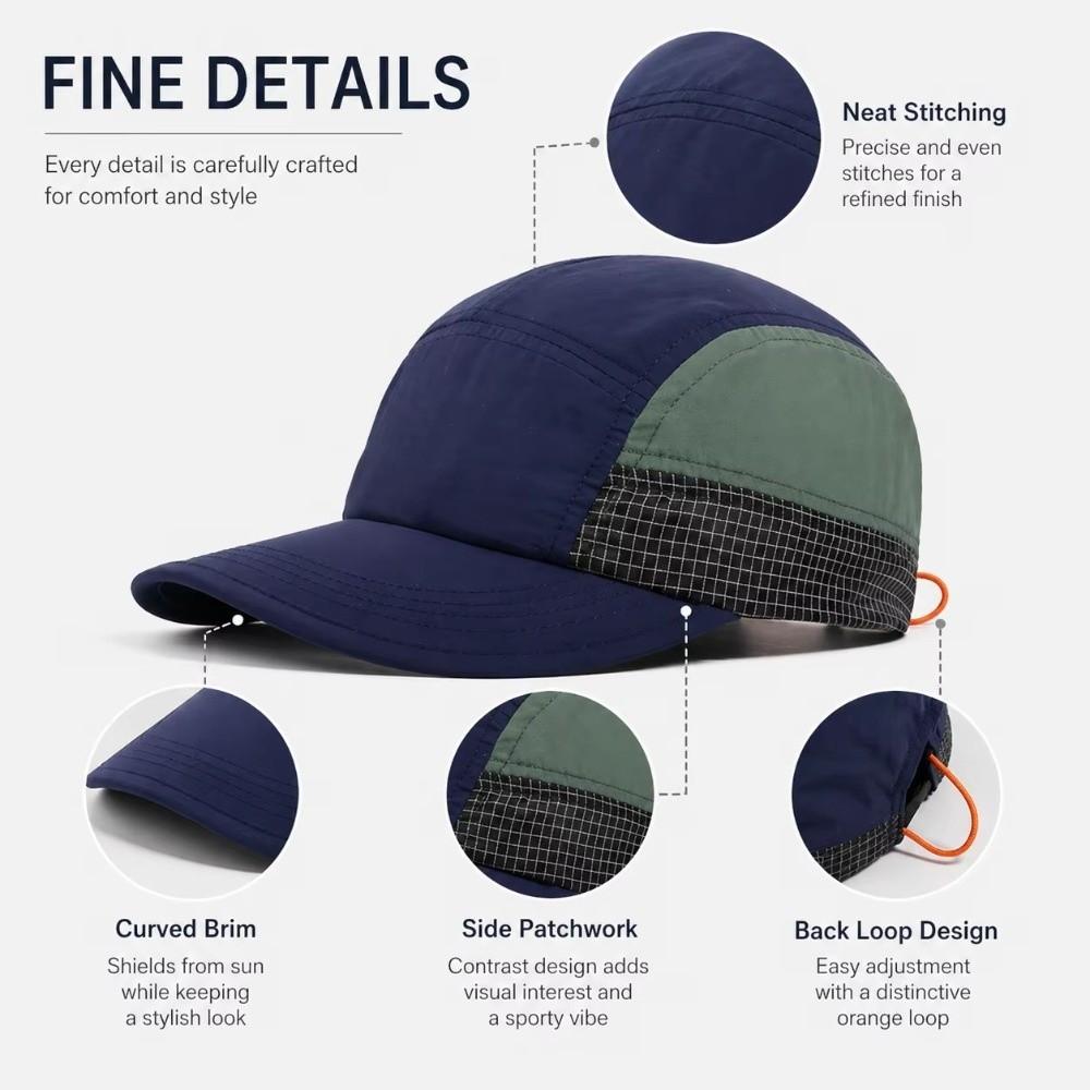 Retro 5-panel Quick-drying Baseball Cap Soft Brim Plaid Running Caps Breathable Peaked Cap  Men