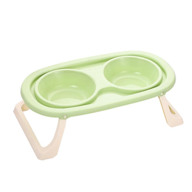 Миска для кошек из нержавеющей стали с приподнятой конструкцией: Складные двойные миски для еды и воды, защита шейки матки