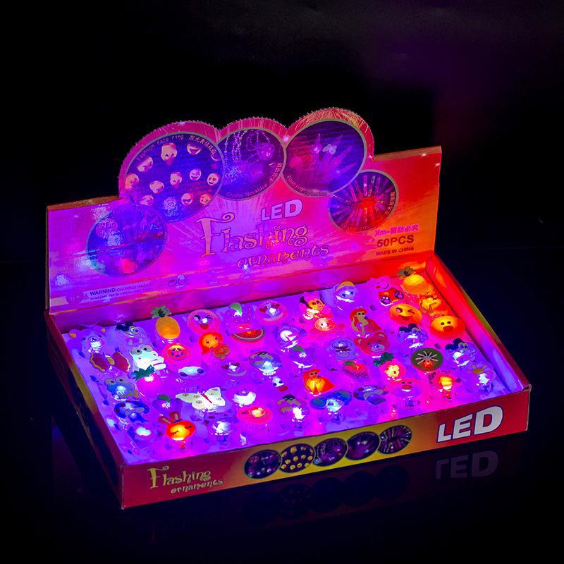 LED Flash Glow Ring Toy for Kids - Christmas Gift with Cute Cartoon Characters