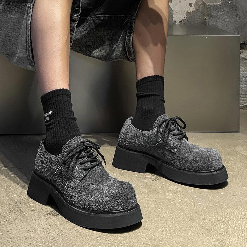 Туфли с большой головой мужские туфли трендовые черные нишевые Микки с высоким чувством дерби на толстой подошве с увеличением роста хулиганские красивые 9522-H